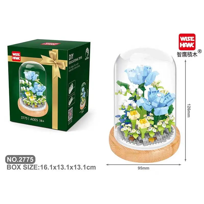 Building Block Flower Plant 3D Model Toy Home Decoration  Potted Chrysanthemum Assembly Brick Girl  Child Gift