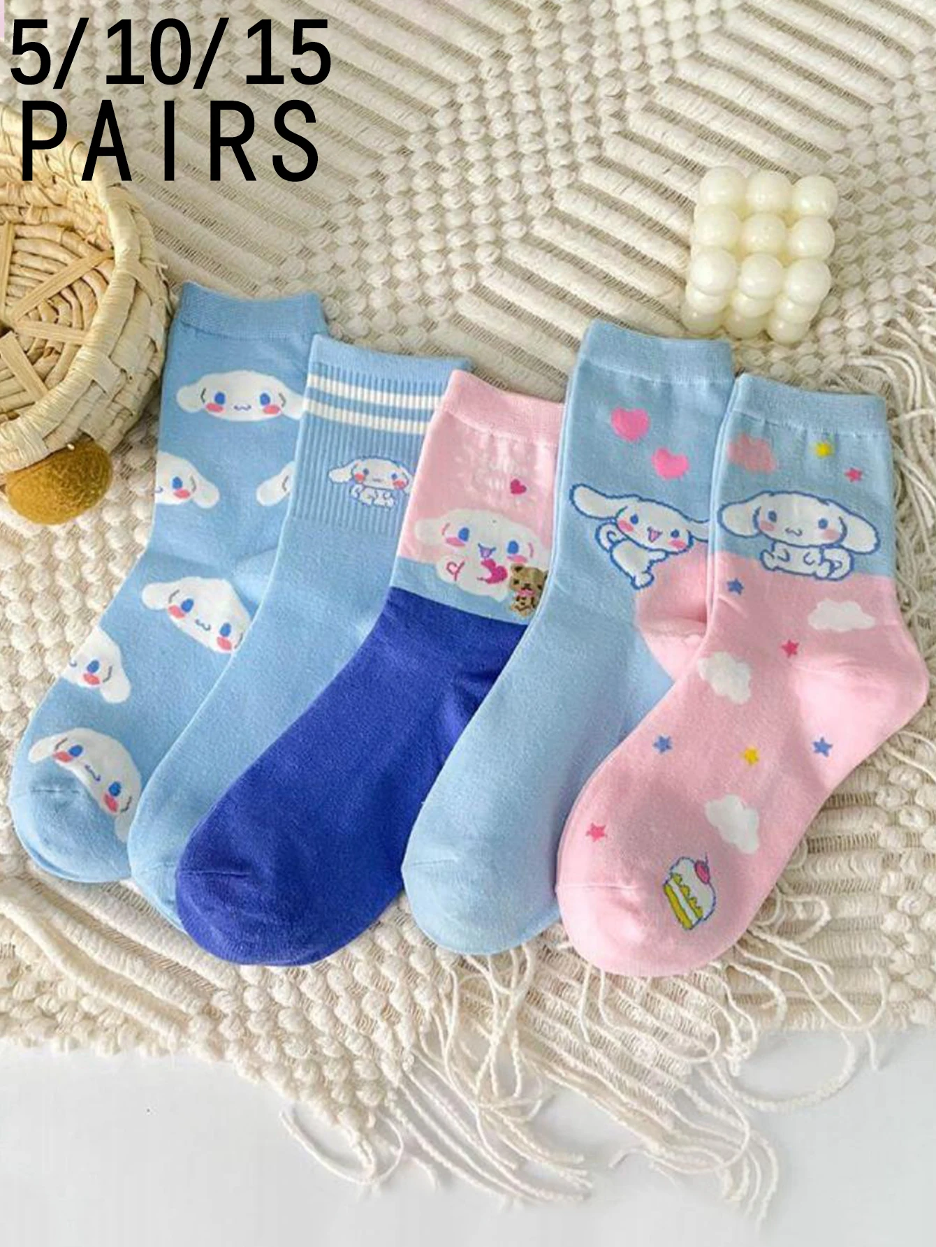

5/10/15 пар минизо, корейская версия, академический стиль, sanrio, мультяшный узор, Cinnamoroll, милые и милые женские носки до середины икры