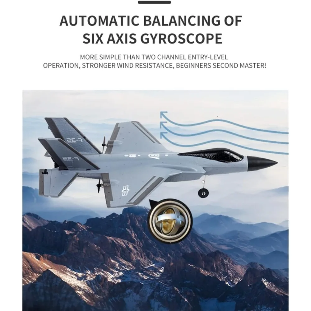 Aereo RC a 2 canali Ready-to-Fly da 2,4 GHz con giroscopio a 6 assi per un volo facile, ideale per bambini e ragazzi