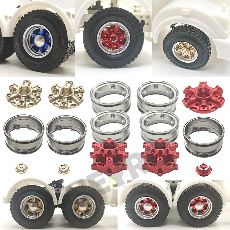 

2 шт., металлический передний и задний обод ступицы колеса в масштабе 1:14 для самосвала Tamiya RC SCANIA 770S R620 VOLVO Arocs MAN TGX Car
