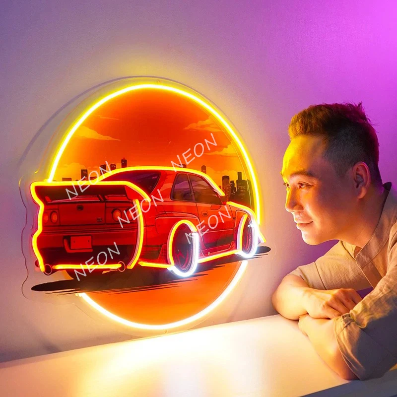 Imagem -03 - Carro Neon Sign Light Pop Art Handmade Quarto Sala de Estar Wall Decor Neon Lights Custom Bar Club Signs Presentes Personalizados