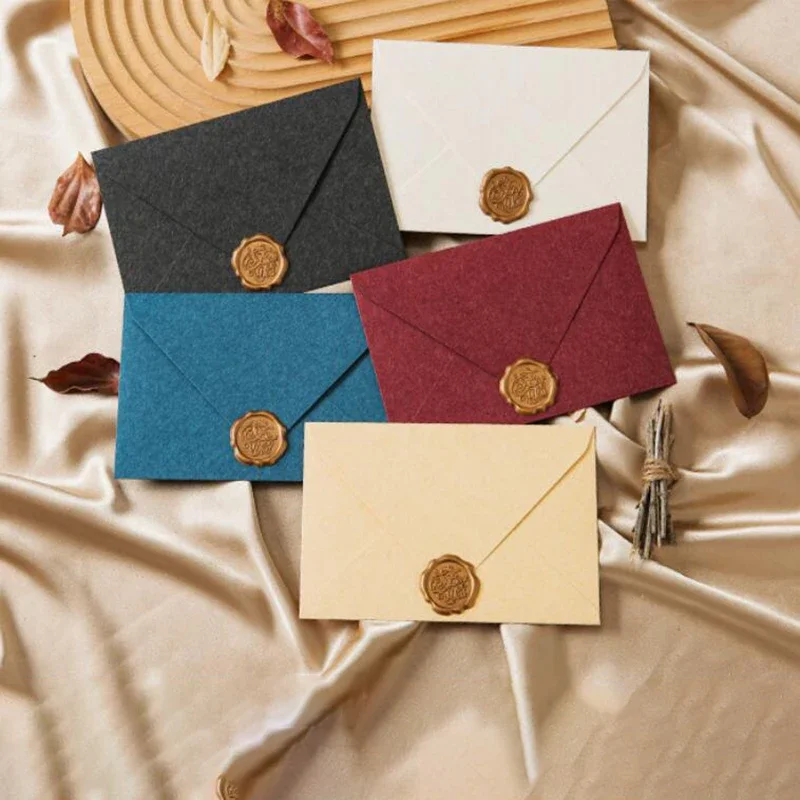 Enveloppes rétro pour tampons à lettres, couverture de cartes optiques, emballage de cadeaux, sac d'argent, bricolage, fête de mariage, cartes d'invitation de Noël, 5 pièces