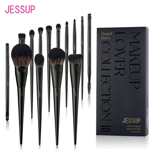 Jessup-Juego de brochas de maquillaje, 10-14 Uds., brocha de maquillaje, base de contorno en polvo, sombra de ojos, mezcla de resaltado, delineador corrector T336