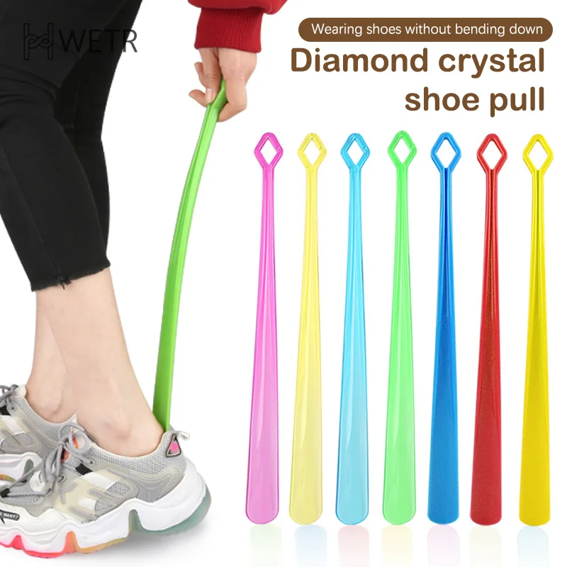 

Crystal Long Handle Shoehorn Lazy Shoe Helper Pregnant Woman Elder Shoes Lifter Pull Shoehorn Slip Handle Can Be Hung