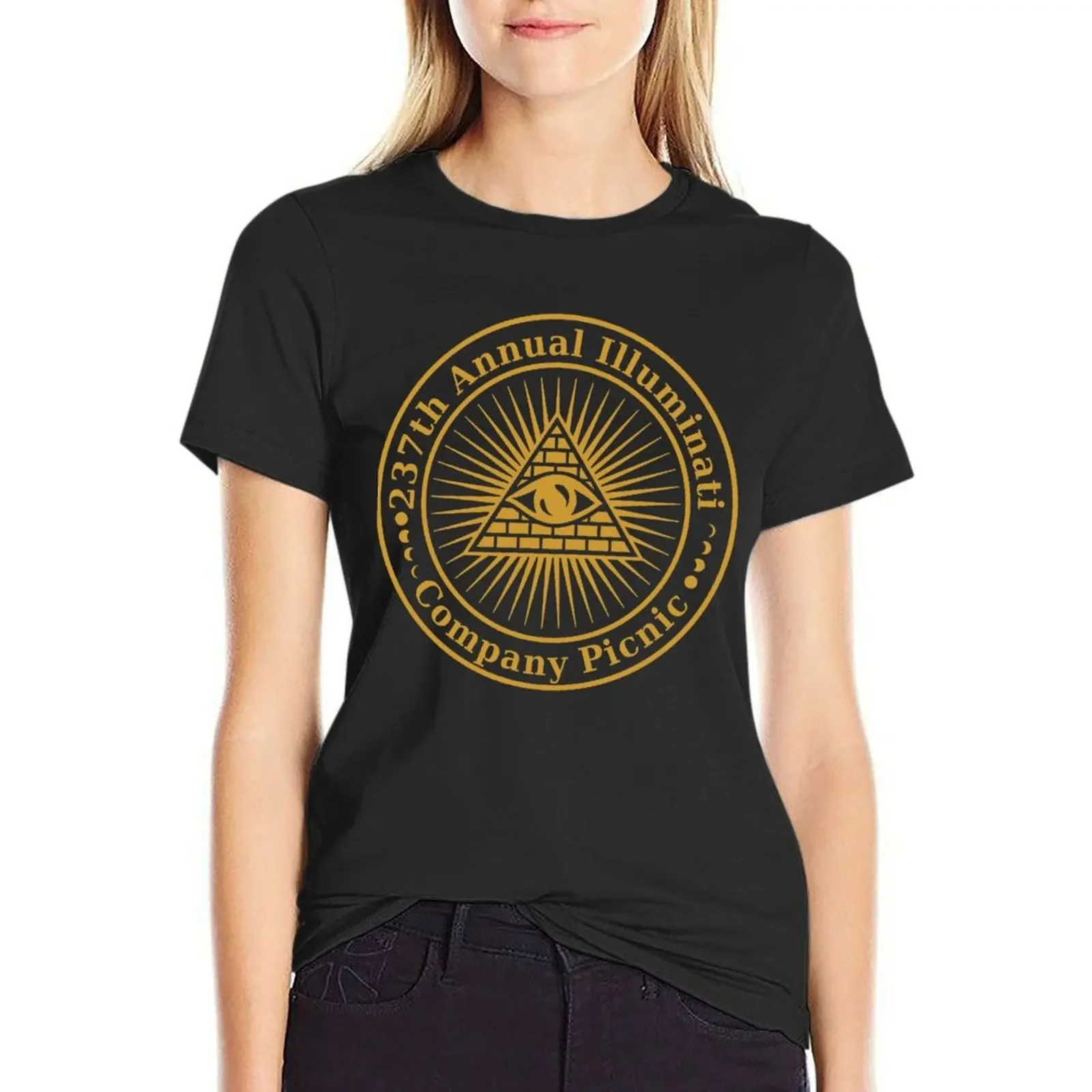 

Illuminati Company Picnic T-Shirt customs lady clothes summer top Women's tops