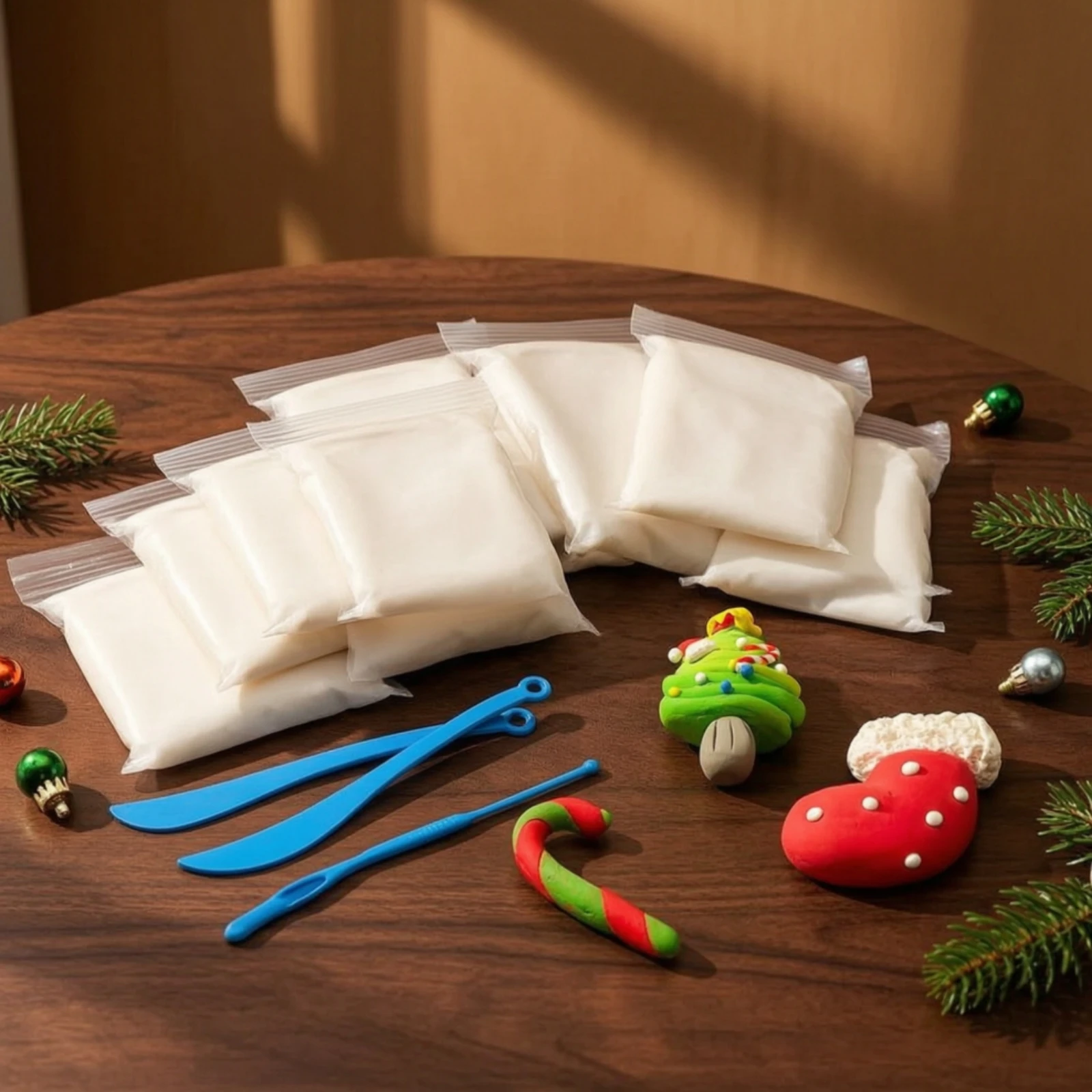 50 Pieces Air Dry Clay with Tools White Clay Kit with Tools Lightweight Soft for Children, School Projects, Holiday Crafts