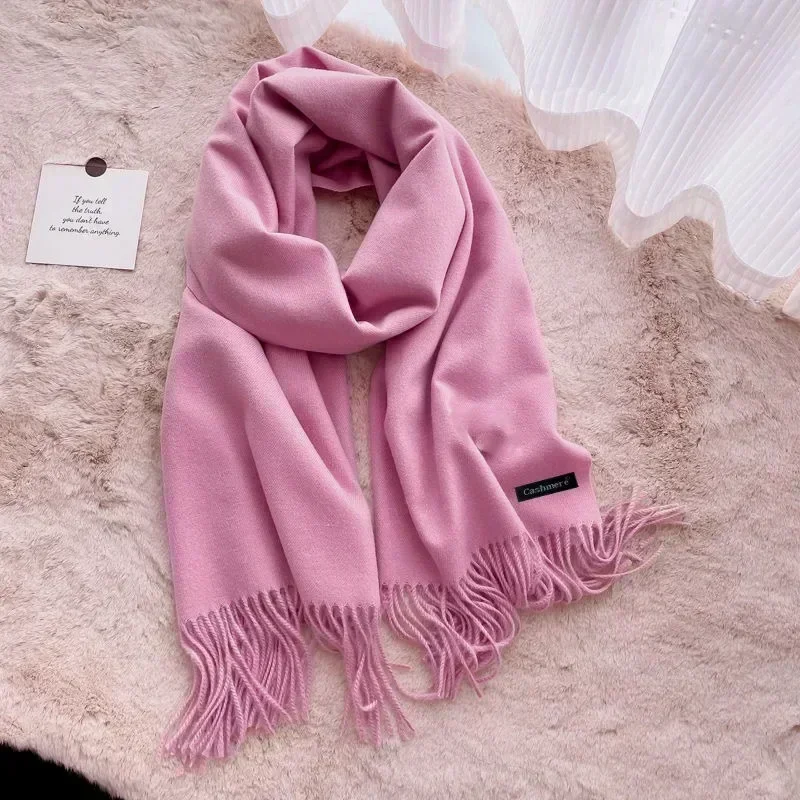 Luxury Brand Soild Pure Colour Cashmere Women Scarf Winter Warm Shawl Wraps Hijab Long Soft Female Foulard  Fashion Head Scarves