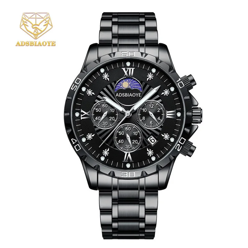 

Men's fashion stainless steel watch Luxury Multi-functional calendar Quartz watch Men's Business watch Timepiece