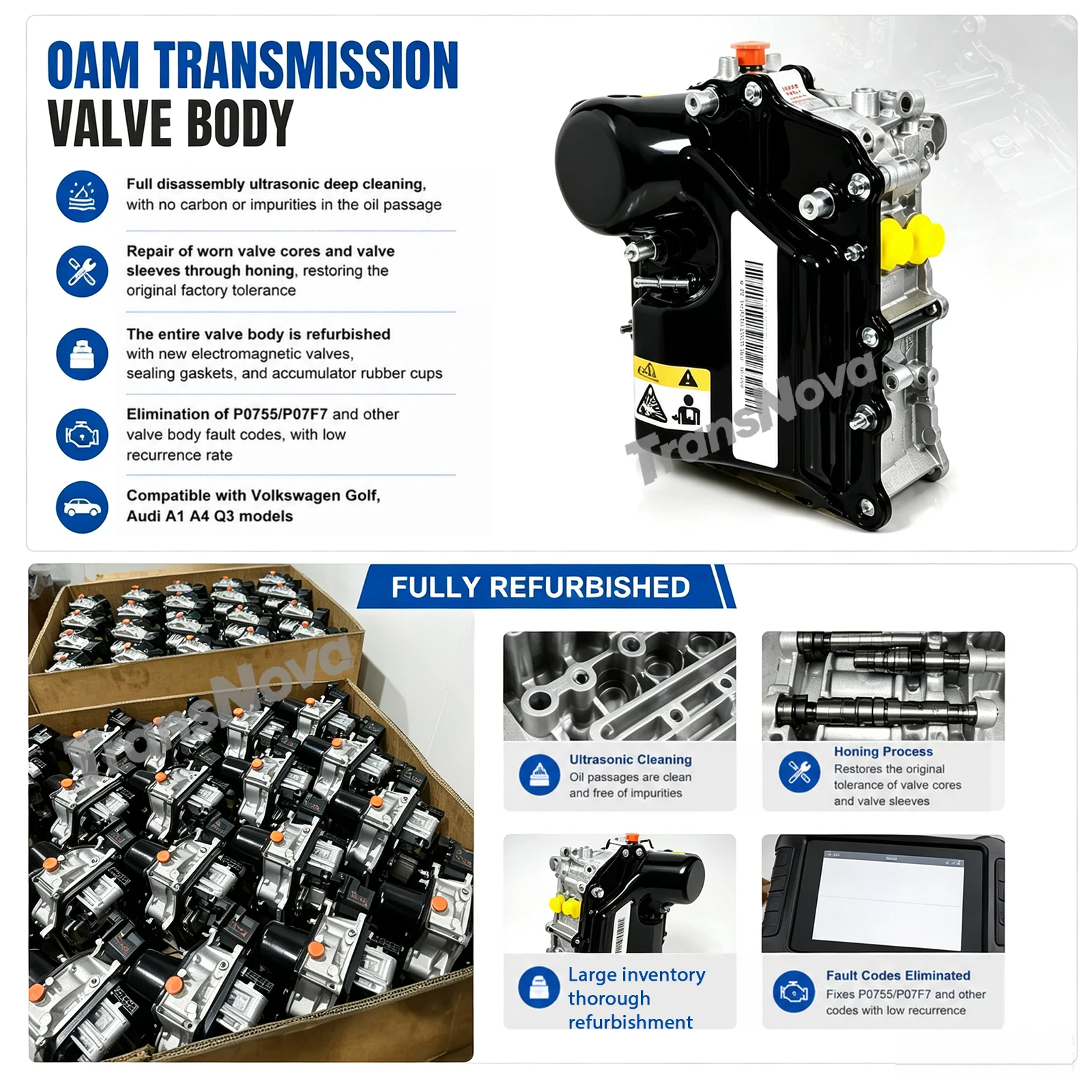 TransNova DQ200 0AM DSG Mechatronic Valve Body 0AM325065S 7 Speed Gearbox TCU TCM Transmission TCU For AUDI A3 VW TT POLO SKODA