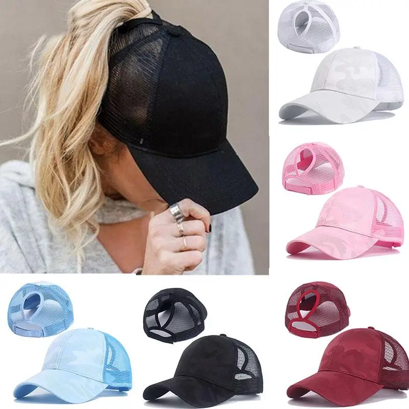 

Summer Quick-Drying mesh Baseball Caps Hollow Back High Ponytail Hat Women Sport Sunscreen Hat UV Protection Soft Top Peaked Cap
