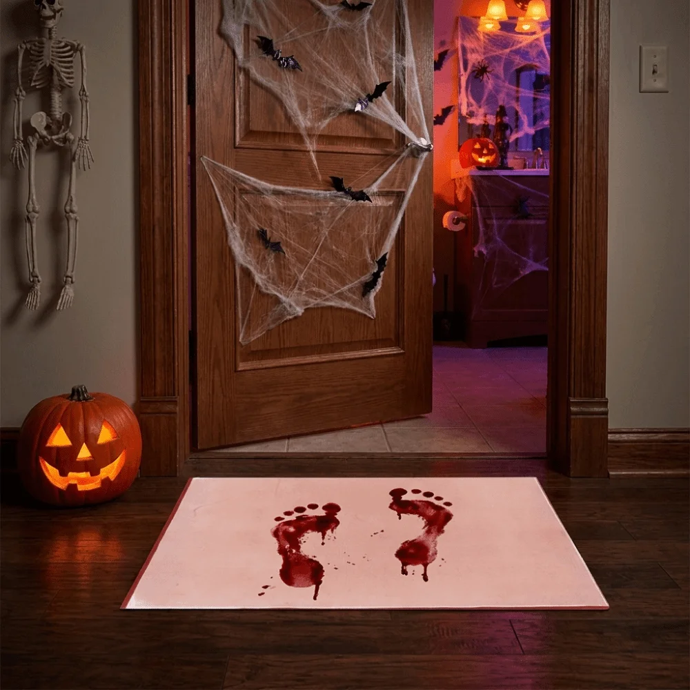 Non Slip Halloween Color Changing Floor Mat Funny Color Changing Bloody Doormat Water Absorbent