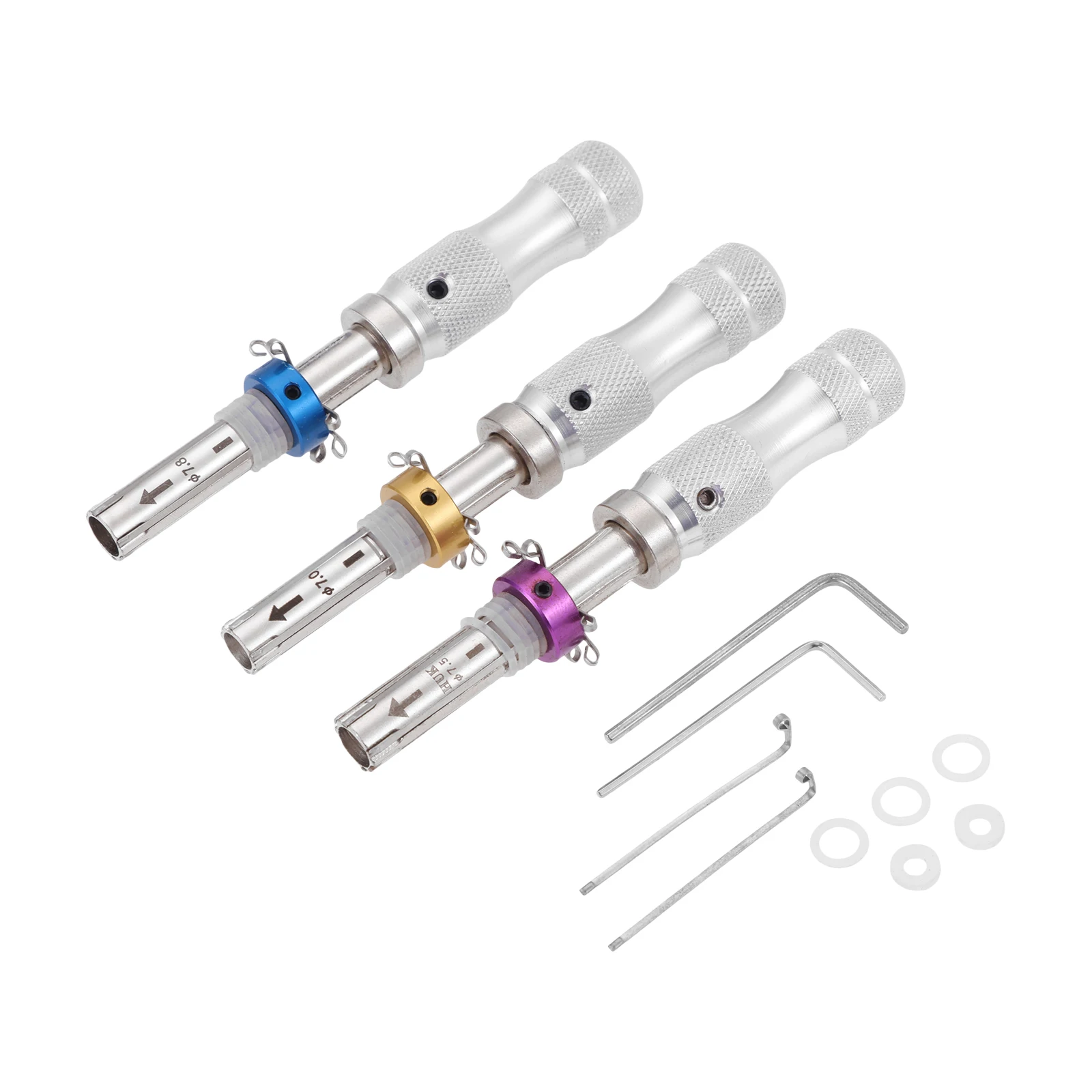 3pcs Stainless Steel Professionals 7 Pin Advanced Tubular Lock Tool 7.0/7.5/7.8mm Locksmith Tool for Padlock Hook Pick Puller