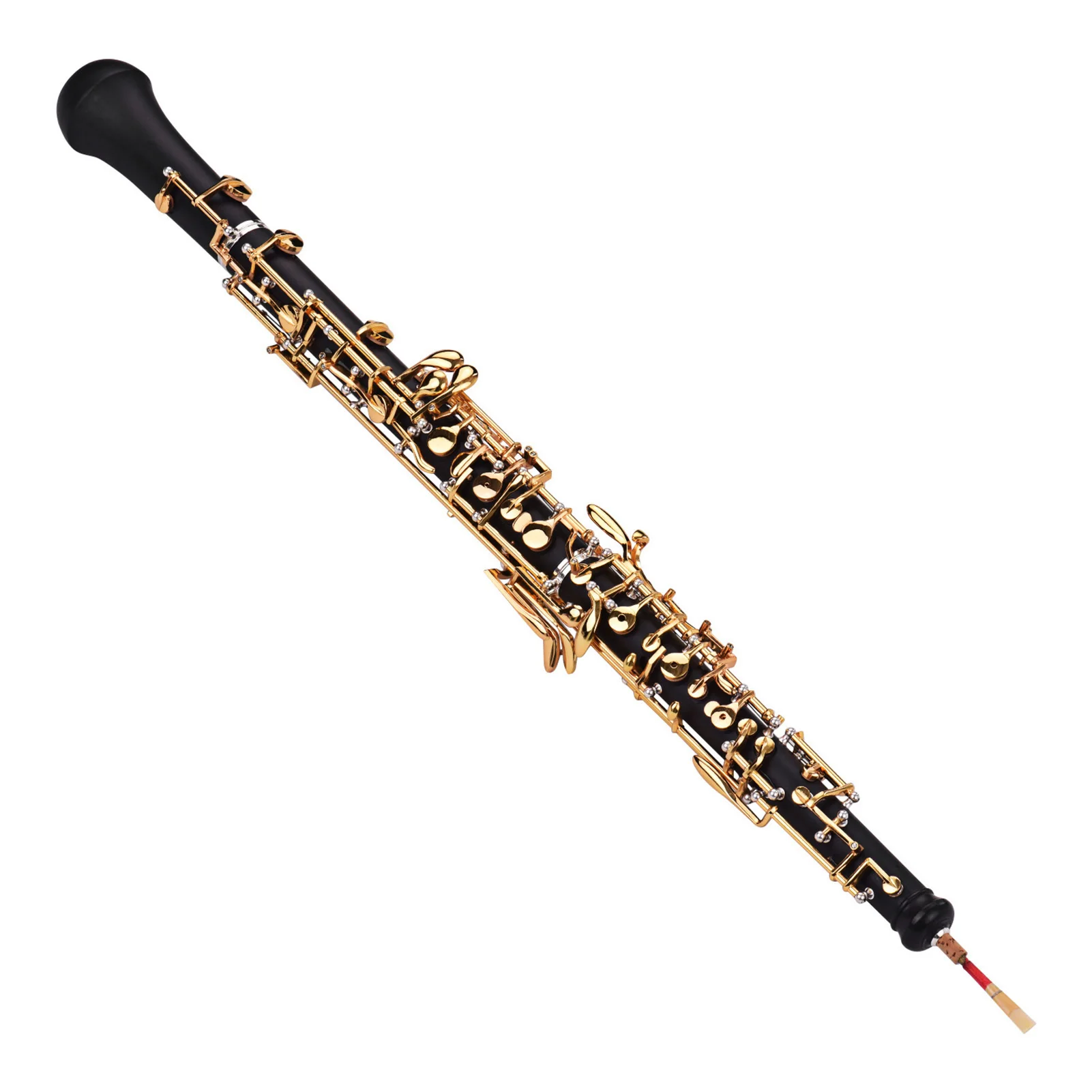 Professional Oboe C Key Semi-automatic Style Gold Plated Keys Woodwind Instrument with Oboe Reed Gloves Leather Case Bag