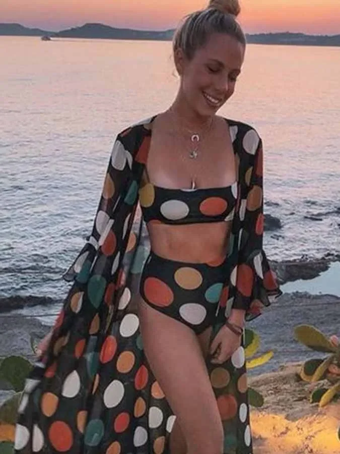 

Colorful Polka Dots Bikini 2023 Women's Fashion Swimwear Summer Swimsuit and Cover-Up Beach Style Bathing Suits Beachwear Sexy
