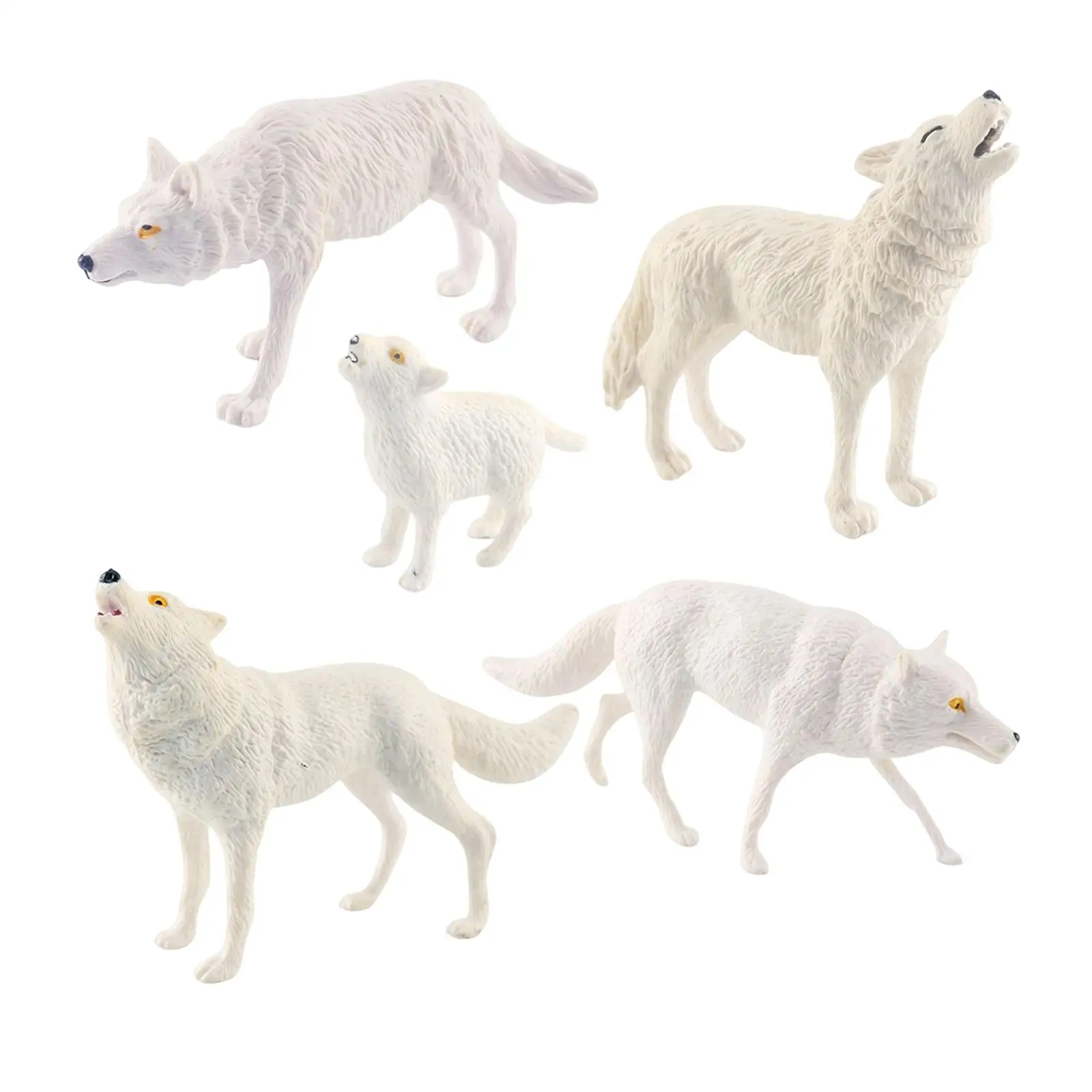 

5x Wolf Animals Set Animals Figurines Models Development Set Toys Cake Toppers Decoration Kids Playset for Girls Toddlers Gift