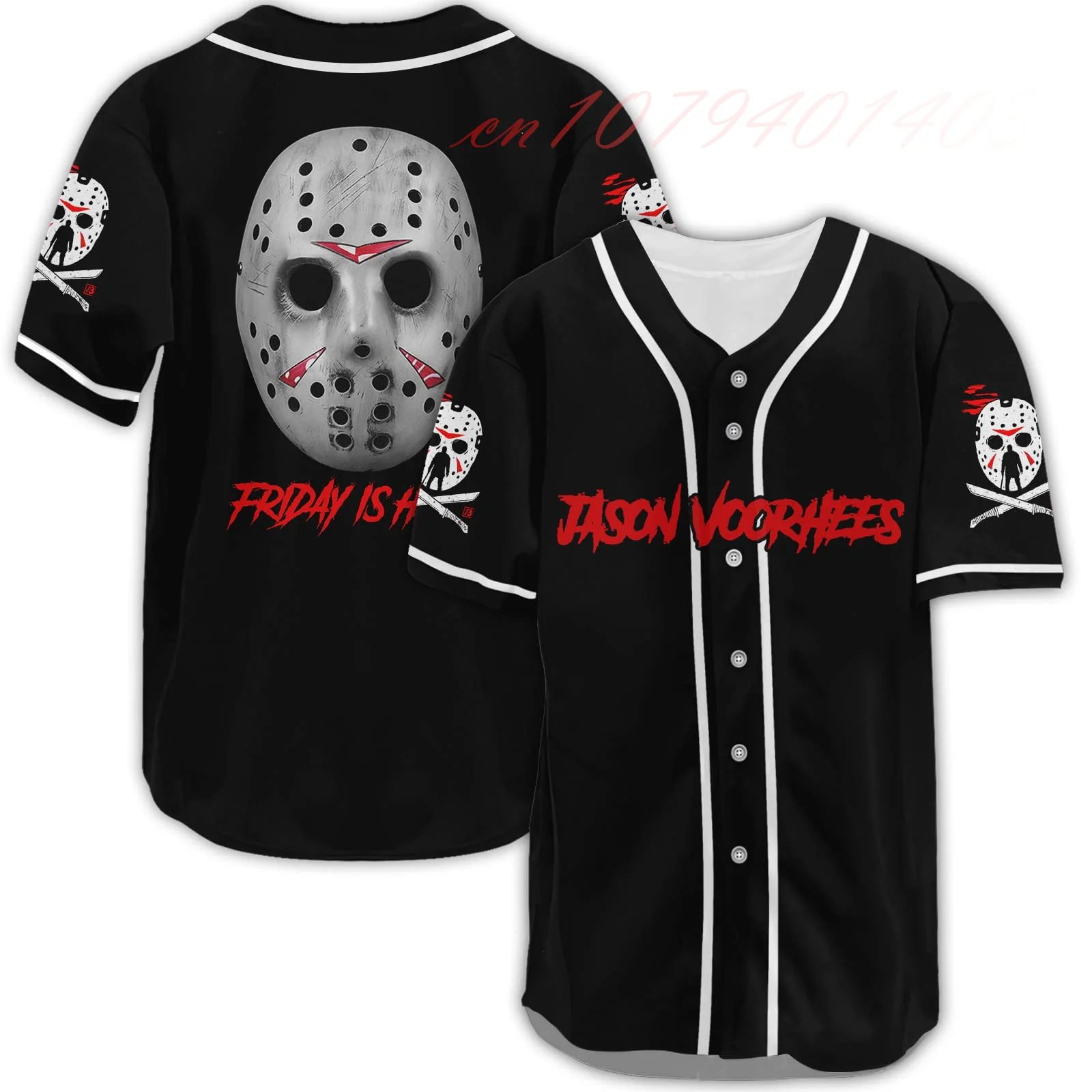 Cute Graphic Baseball Jersey Shirt Cartoon Horror Movie Character Funny Baseball Jersey Shirt Gift for Men Women Kids 0-14 Years