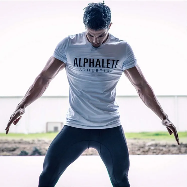 Männer Muscle Shirts Baumwolle Elastische Slim Fit für Männer Workout Lässige Bodybuilding T-shirt Brief Gedruckt