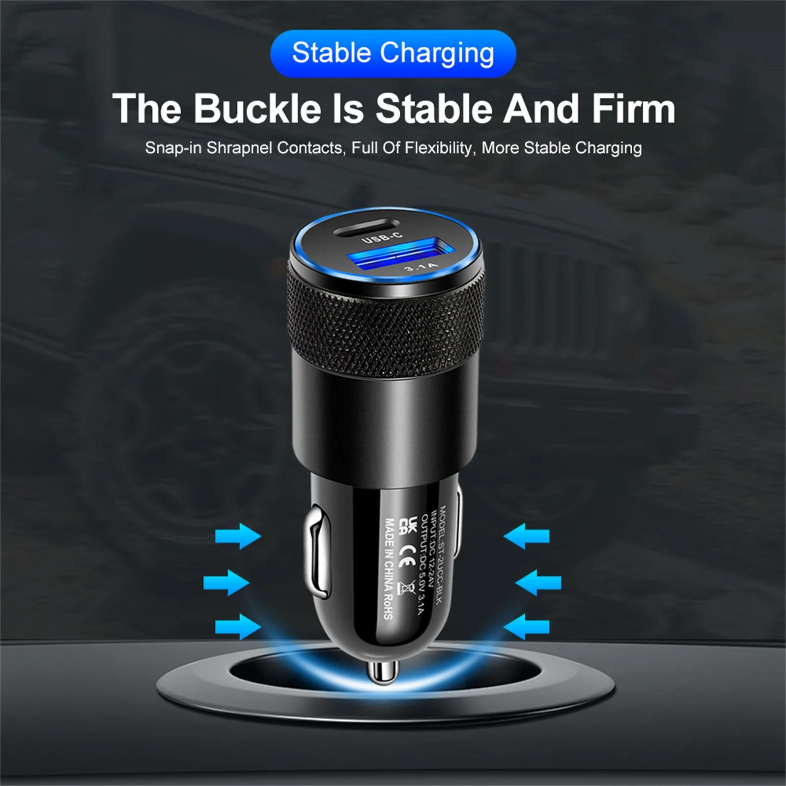 Metal Car 15w Mobile Charger + Phone Aluminum Car Pd Usb Alloy 3.1a Car Charger Charger Car Fm Transmitter 7023b