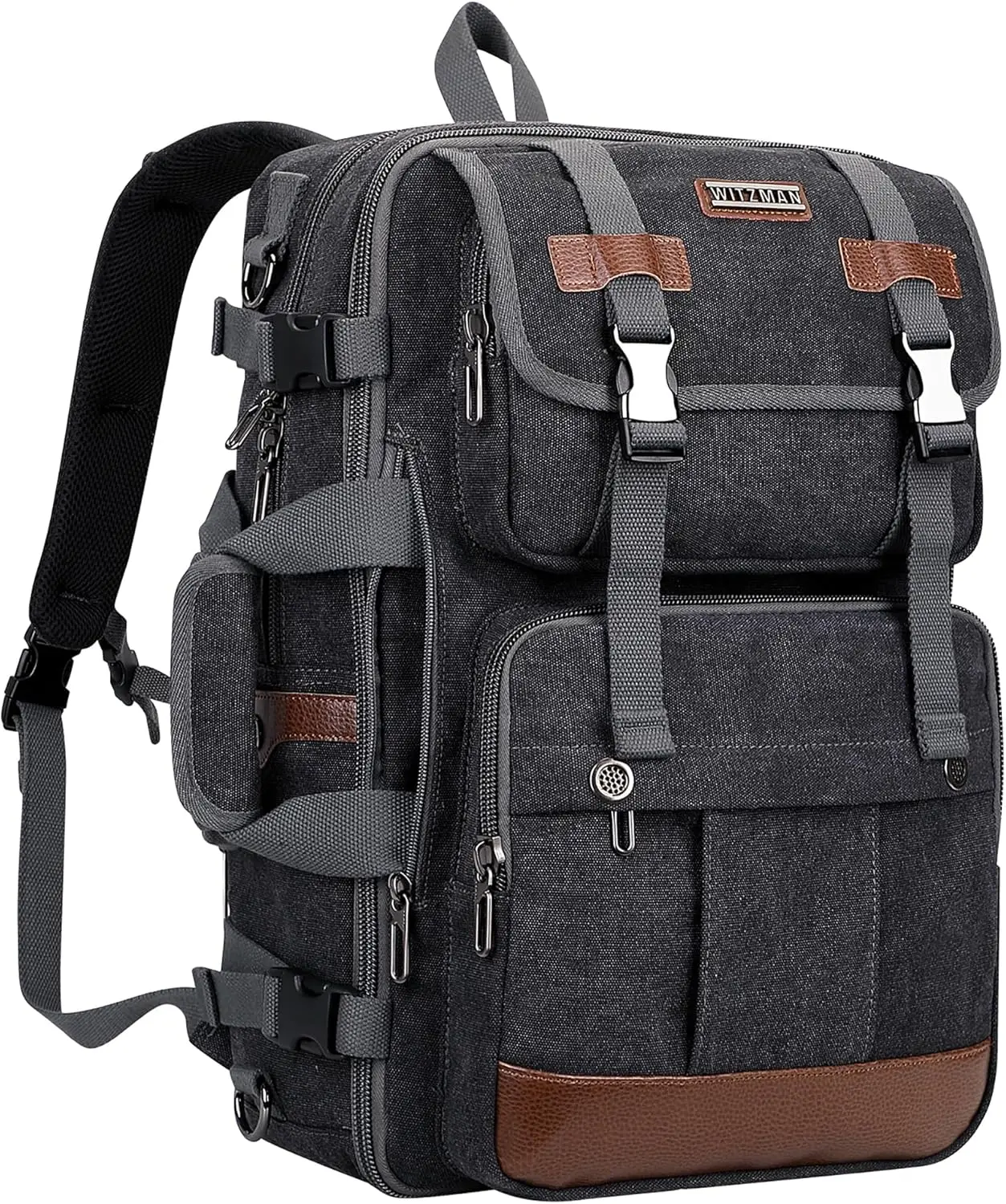 Canvas Travel Backpack for Men, Large Laptop Backpack Fit 16 inch, Carry-on Airline Approved, Convertible Shoulder Rucksack