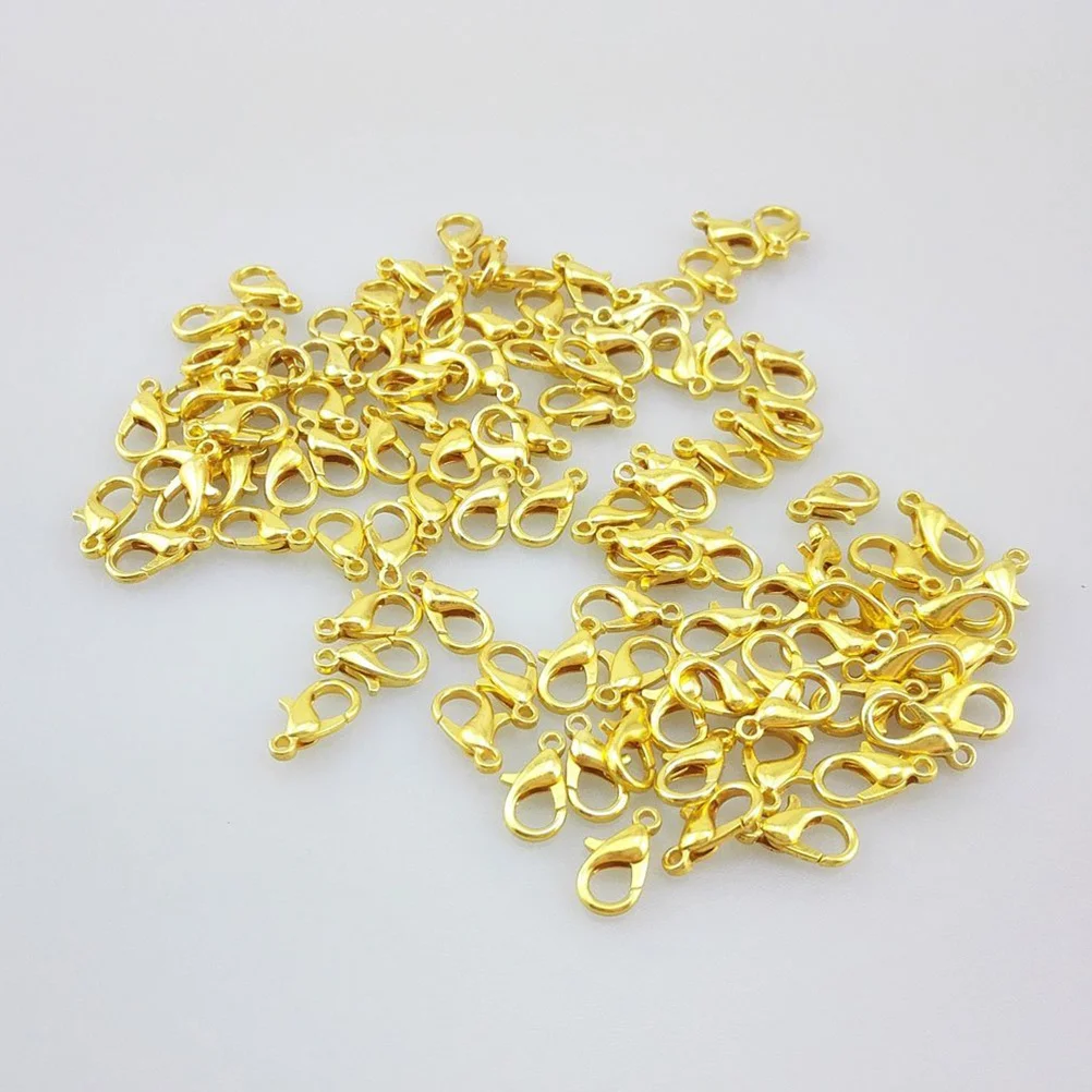 

100pcs 7X12Mm Lobster Claw Clasps Curved Gold Plated Jewelry Findings For Diy Necklace Bracelet Making Repair Pendant Clasp