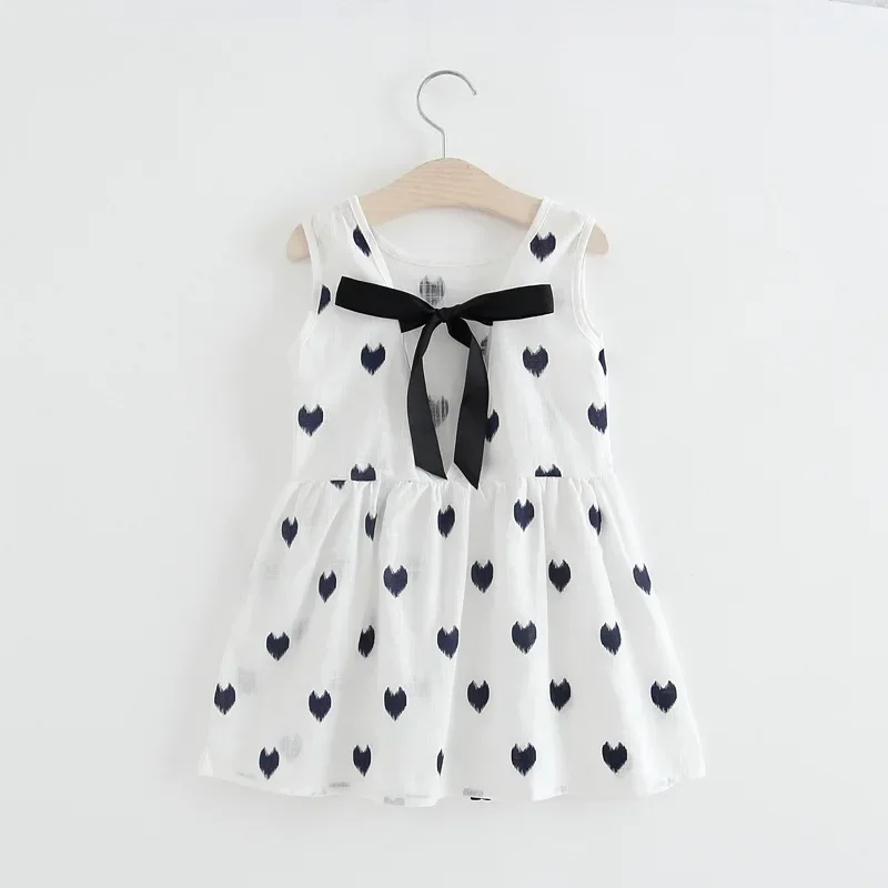 New Baby Girls Sleeveless Flower Print Dresses Clothes Bowknot Kid Summer Princess Dress Children Party Ball Pageant Outfit