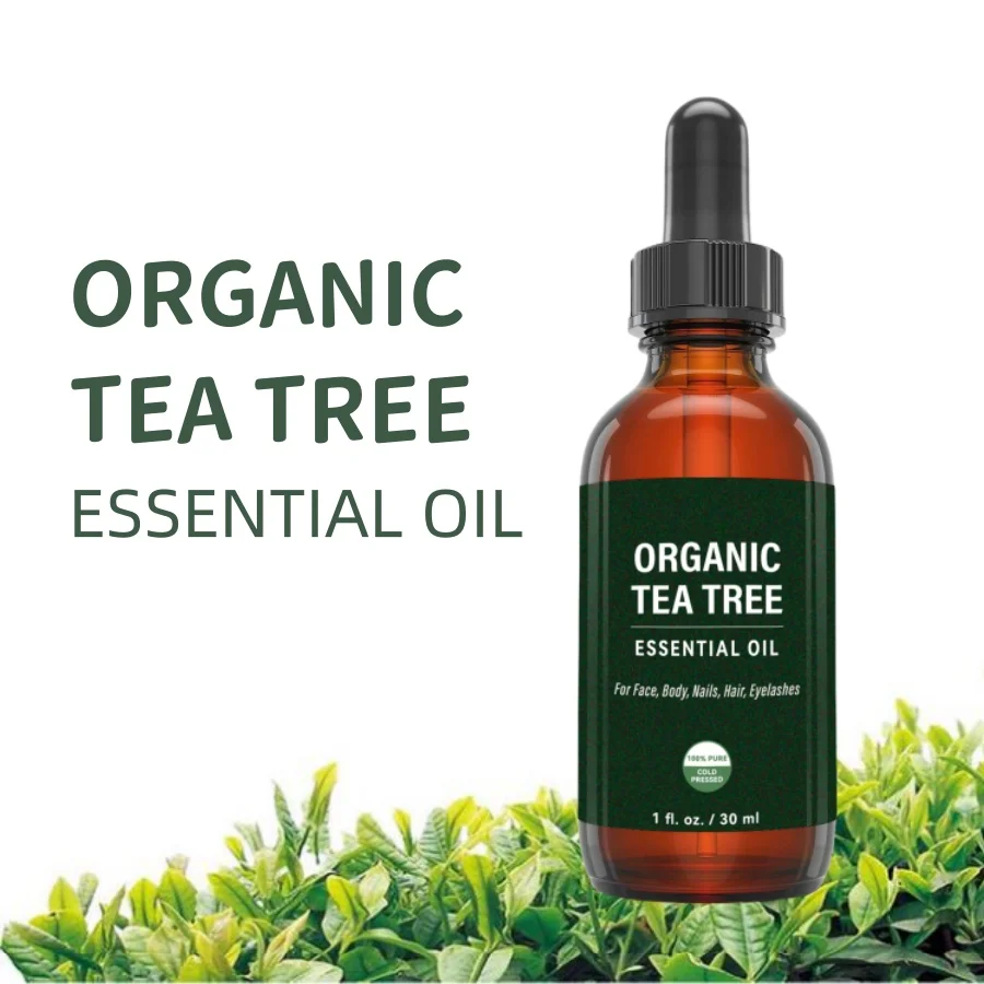 Biologische Tea Tree Etherische Olie Voor Haar, Wimpers Huid, Gezicht, Lichaam, Nagels, Voor Voller Haar & Gezonde Nagels 1fl. Oz./30Ml