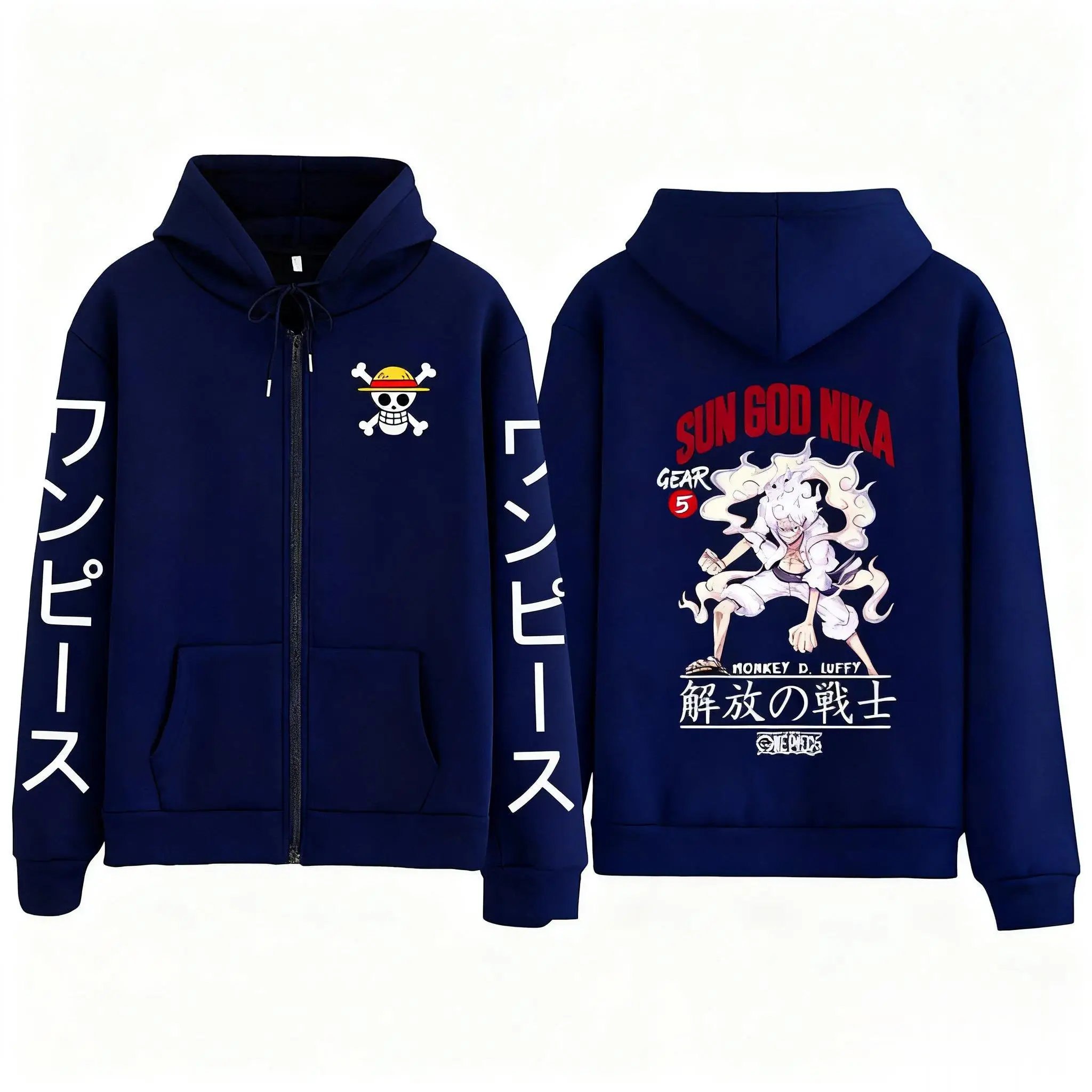 Unissex uma peça luffy anime jaqueta com capuz das mulheres dos homens zip up moletom outono inverno moda impressão gráfica streetwear casual topo