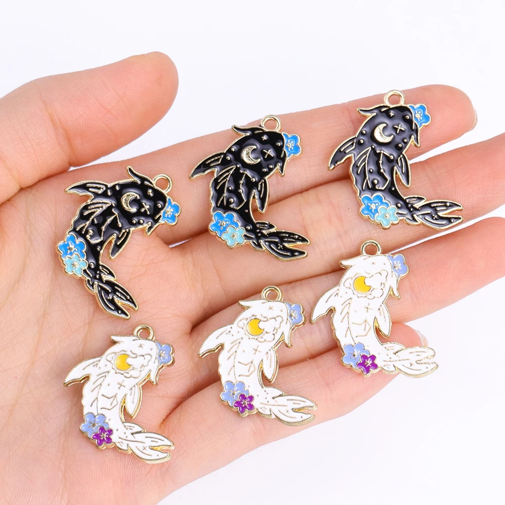 10Pcs Fashion Carp Koi Fish Enamel DIY Charms for Bag Earrings Keychain Necklace Jewelry Making Handmade Pendant Lucky Gift view 2