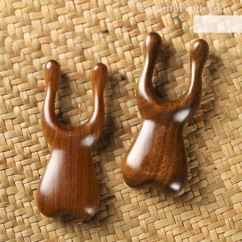 Natural Sandalwood Nose Massager Promote Blood Circulation Trigger Point Therapy Pedicure Gua Sha Board Nose Lifting Massager image 2