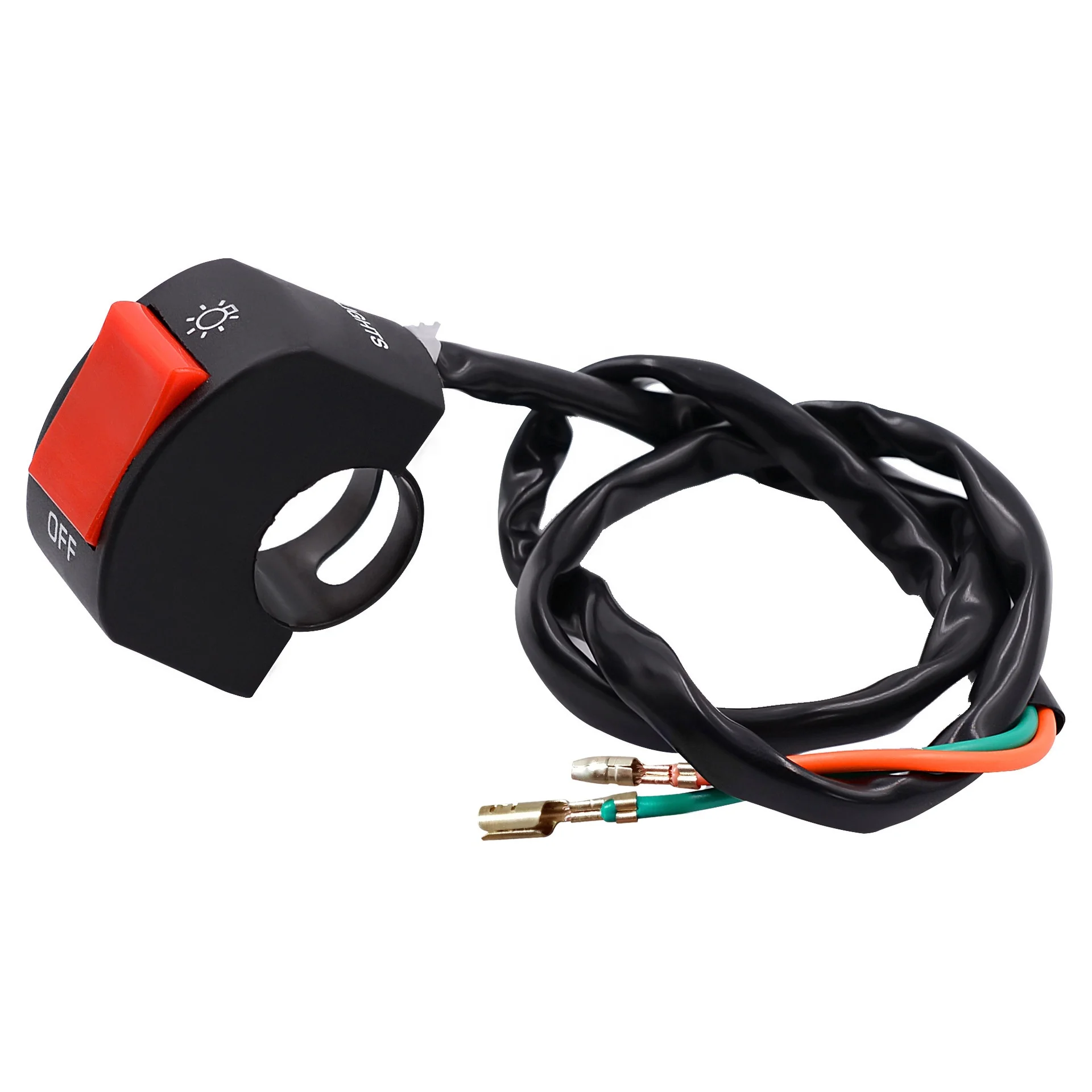 Tech China Motorcycle Accessories Modification Headlight Off / Light Symbol Button Control Switch with Wires view 2