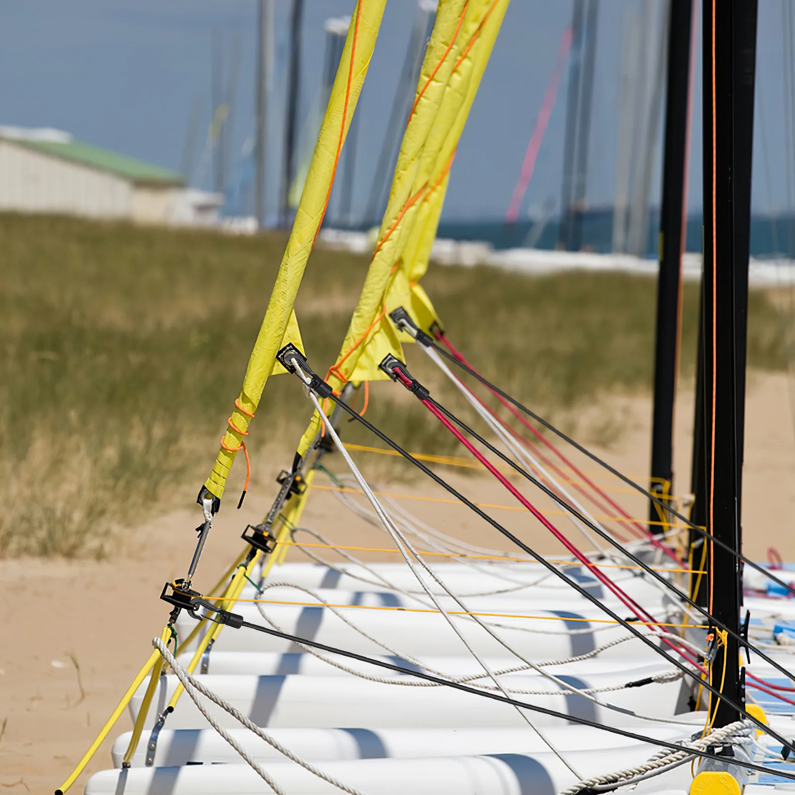 طقم سلك بنجي بحري مع مشابك برباط وحبل قابل للتمدد لملحقات قوارب الكاياك الآمنة والتخييم والمشي لمسافات طويلة والمغامرة الخارجية #6