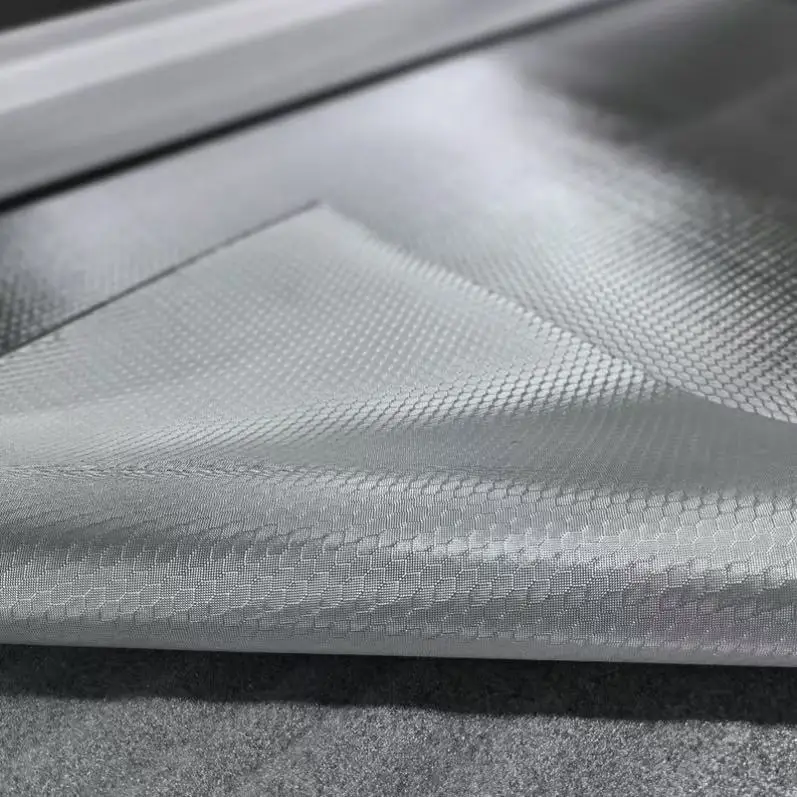 

240gsm 2x2 Football honeycomb pattern fabric Glass carbon blend plating Silver fabric， 40" inch / 100cm width 30cm/50cm lengh
