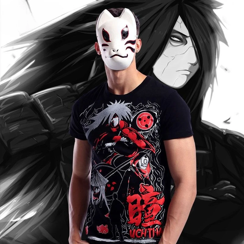 

2025 New High-quality Fashion Loose Japanese Naruto T Male Uchiba Spot Vintage Tie-dye Printing Animation Short Sleeves