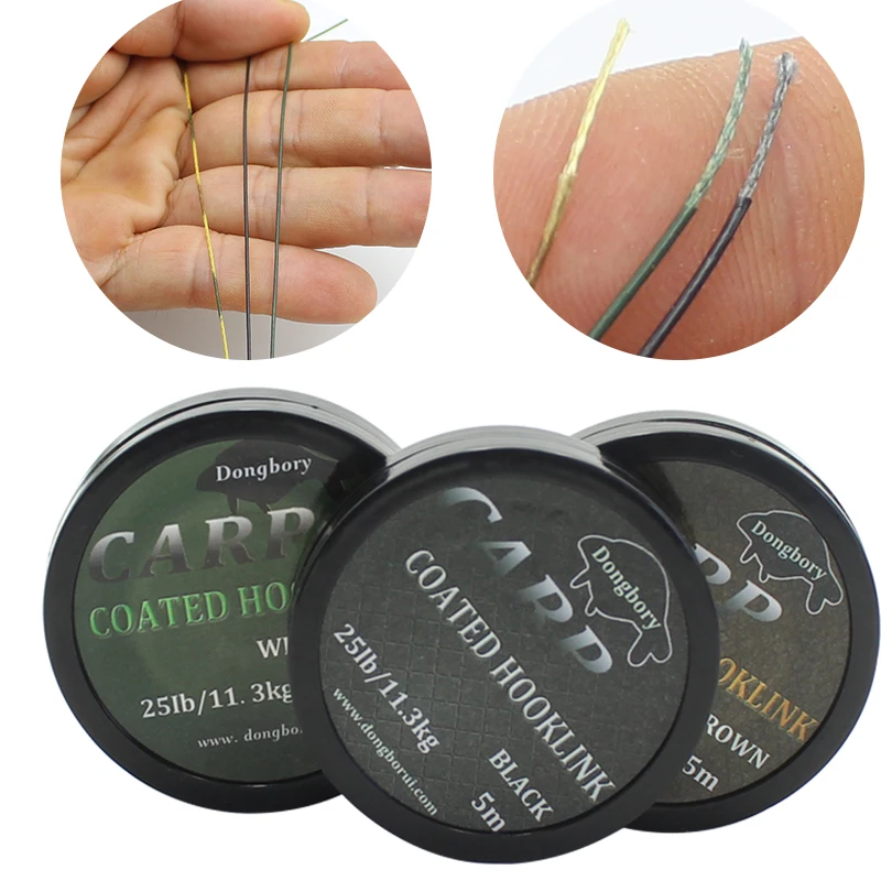 

5m Carp Fishing Lines Coated Hooklink Fluorocarbon Line 8 Strand For Carp Hiar Ronnie Rigs Carp Fishing Tackle Accessories