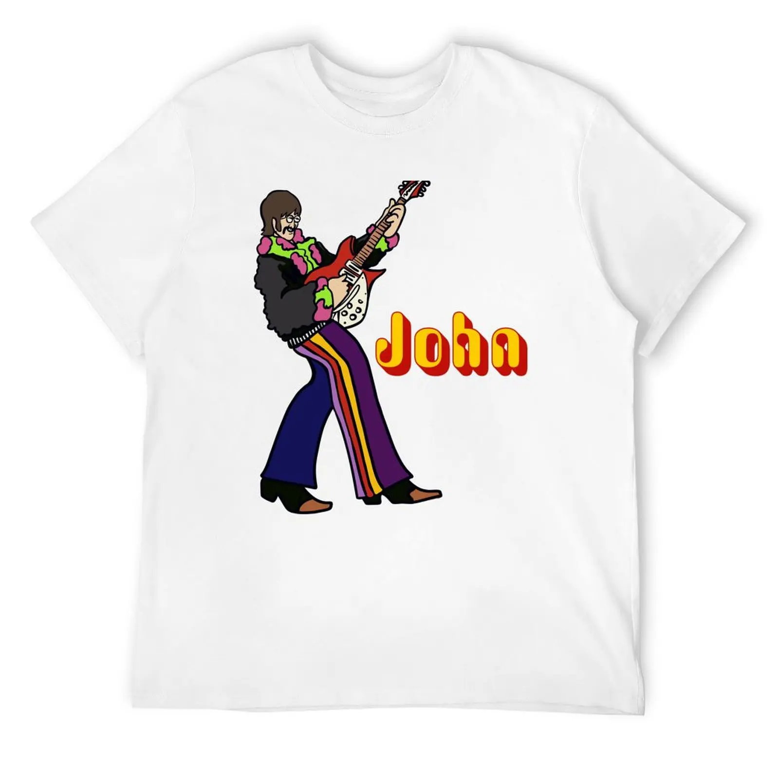 John Lennon Yellow Submarine character plays guitar in Pepperland T-Shirt affliction shirts summer top funny gifts mens clothing