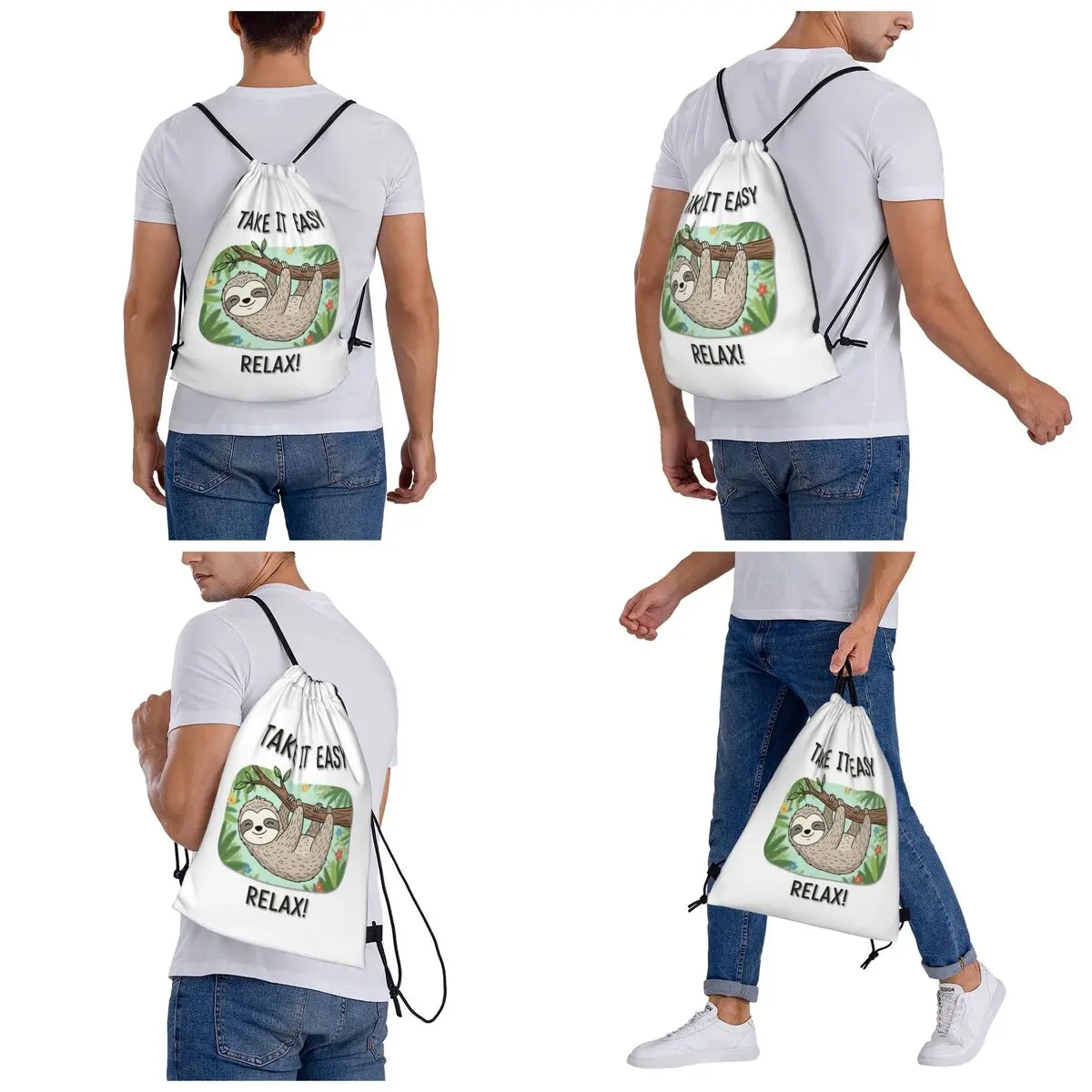 Relax Backpacks Fashion Drawstring Bags Sundries Bag Book Bags for Travel School
