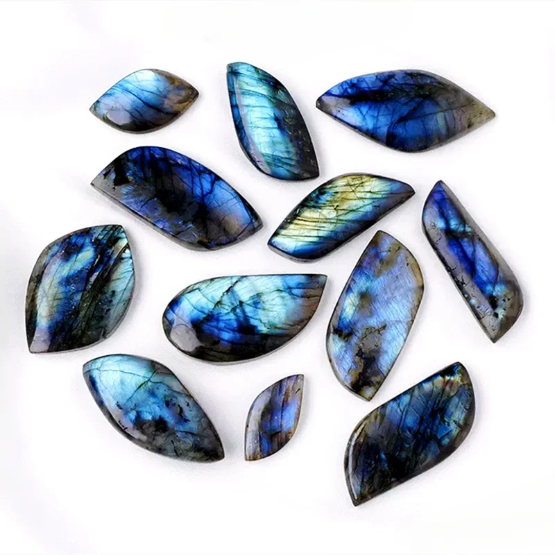 Natural Labradorite Leaf Conformal Blue Moonstone Leaf Water Drop Conformal Colored Light Labradorite Pendant Ornament