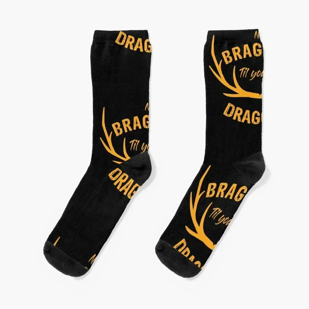 

No Bragging Til You're Dragging Socks Antiskid soccer gifts christmass gift Women's Socks Men's