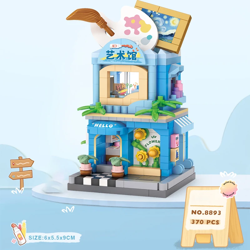 LOZ Food Street Bakery Milk Tea Shop DIY Architectural Model Assembly Toy Building Blocks Street Scene Kids Birthday Gifts view 5