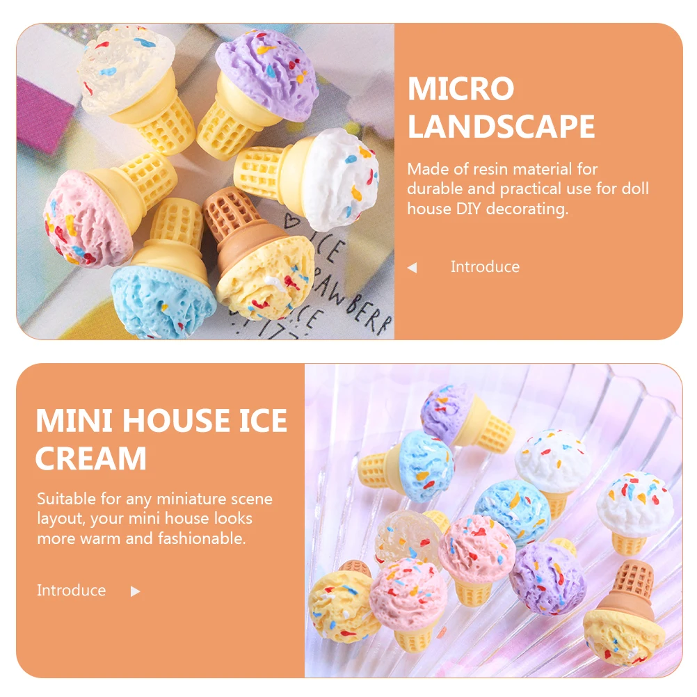 

24 Pcs Three-dimensional Ice Cream Cone Food Resin Miniature Dollhouse Kitchen Baking Accessories