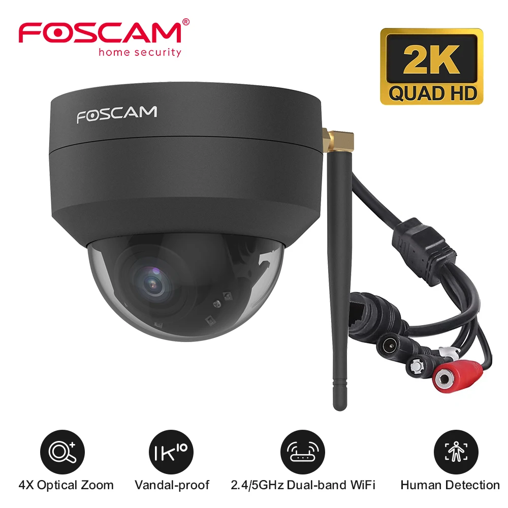 Foscam 4mp Wifi Beveiligingscamera 4x Zoom Buiten 2K Pt Dome Cam Ai Human Detection Smart Home Bescherming Bewakingscamera