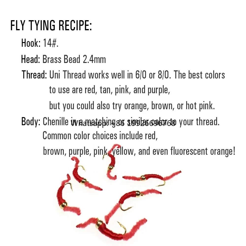 

San Juan Worm Fly Fishing Brass Bead Head Squirmy Wormy Fly Trout Fly Grayling Fishing Lures Earthworm Nymphs Bait Hooks factor