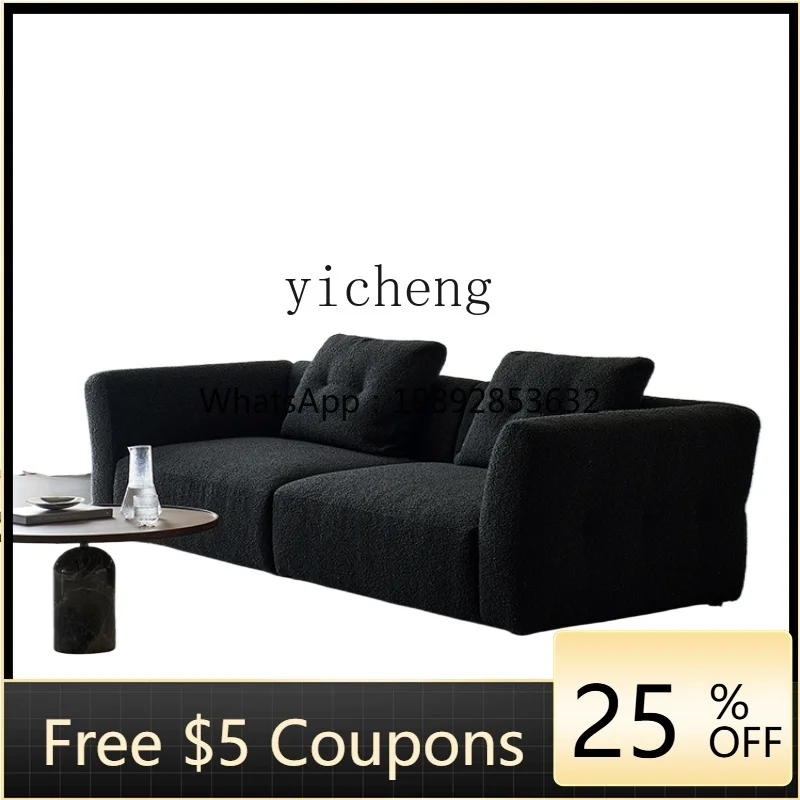 

ZF Small Apartment Living Room Combination Fabric Sofa Three-Seat Straight Black Modern Minimalist