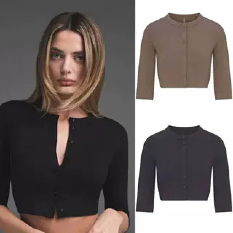 Nuevo SMOOTH LAYERS CARDIGAN recortado cómodo ort suéter con botones Jaet mujer Faion otoño fino algodón largo Sve