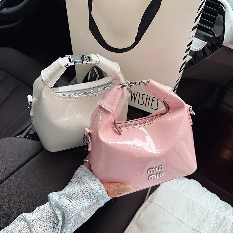 

2025 Лидер продаж, женская сумка для пельменей из лакированной кожи, многосторонняя дизайнерская сумка через плечо, роскошный кошелек