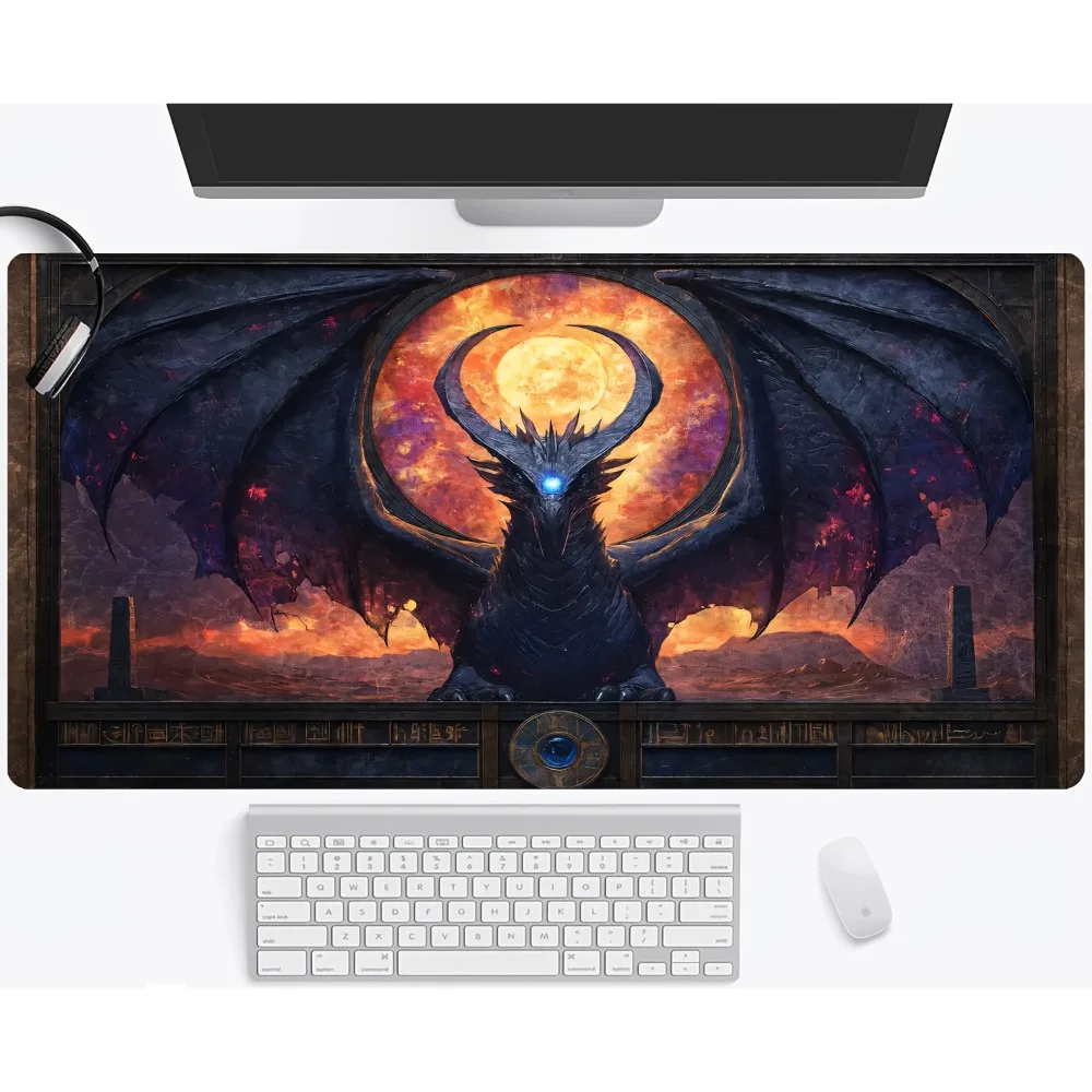 

2D 1pc Vintage Egyptian Gaming Mouse Pad - Extra Large Locked Edge Non-Slip Desk Mat for Office & Home