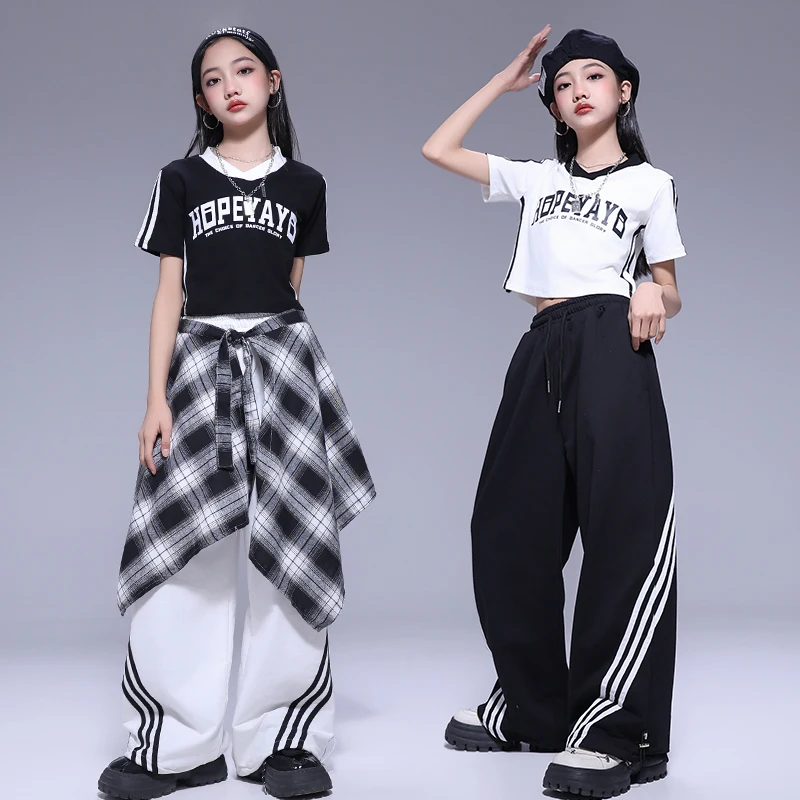 소년 티셔츠 카고 바지 어린이 소녀 힙합 자르기 탑 스트리트 댄스 복장 어린이 여름 streetwear 어린이 춤 의류 세트