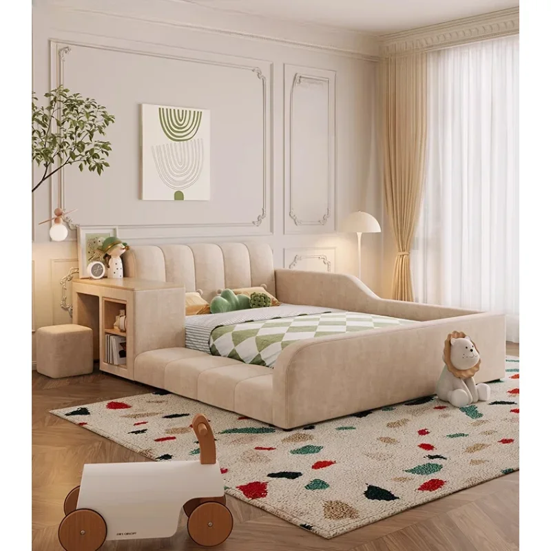 Customizable Children's bed with guardrail desk bookshelf integrated multi-functional tatami children's bed boy girl princess be