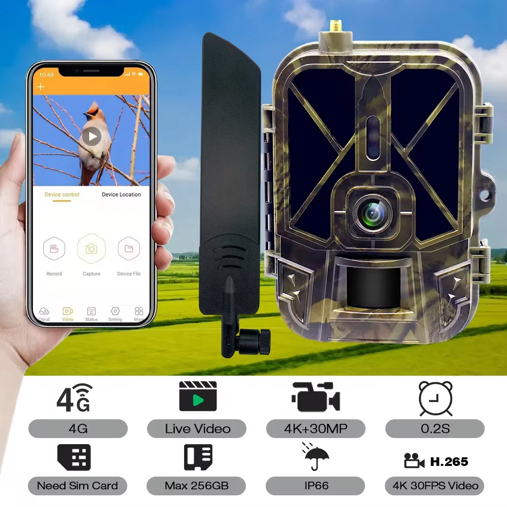 HC-940Pro 10AA Dry4G 4K Video 36MP Wildlife Trail Camera APP 940nm Invisible IR LEDs Night Vision Hunting camera IP65 Waterproof