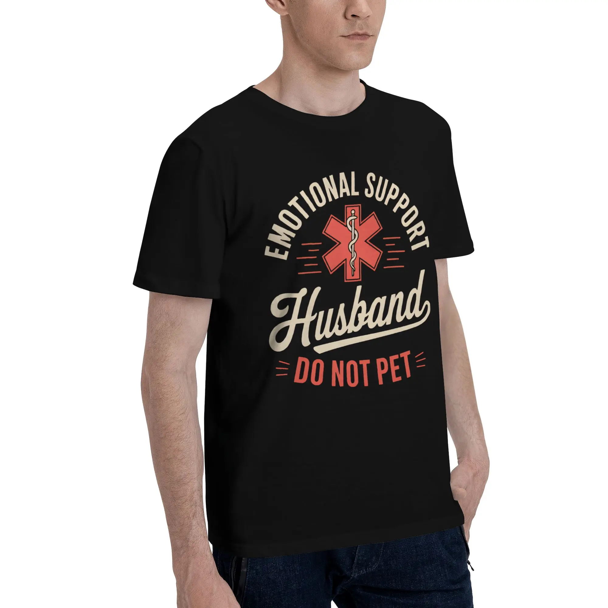 Summer Emotional Support Husband Do Not Pet T Shirt For Unisex  Pure Cotton T-shirts Short Sleeve Tops